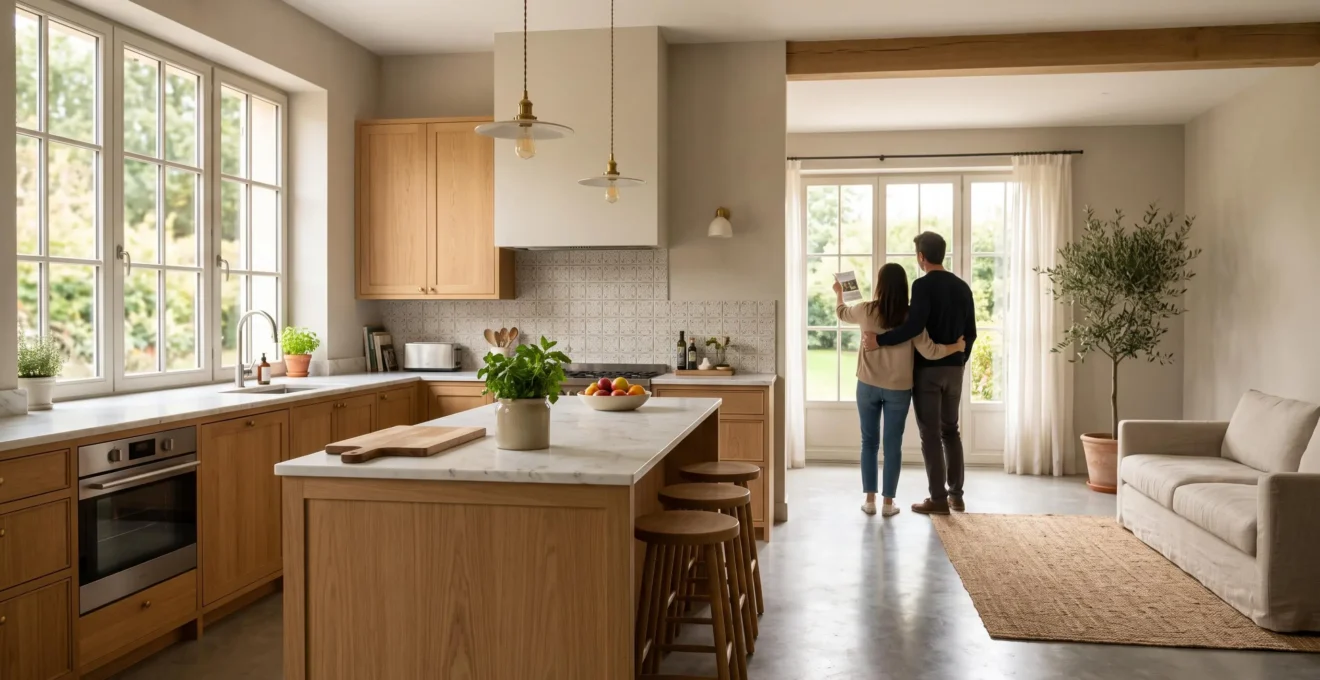 Intérieur rénové lumineux illustrant la valorisation d'un bien immobilier grâce à des travaux ciblés